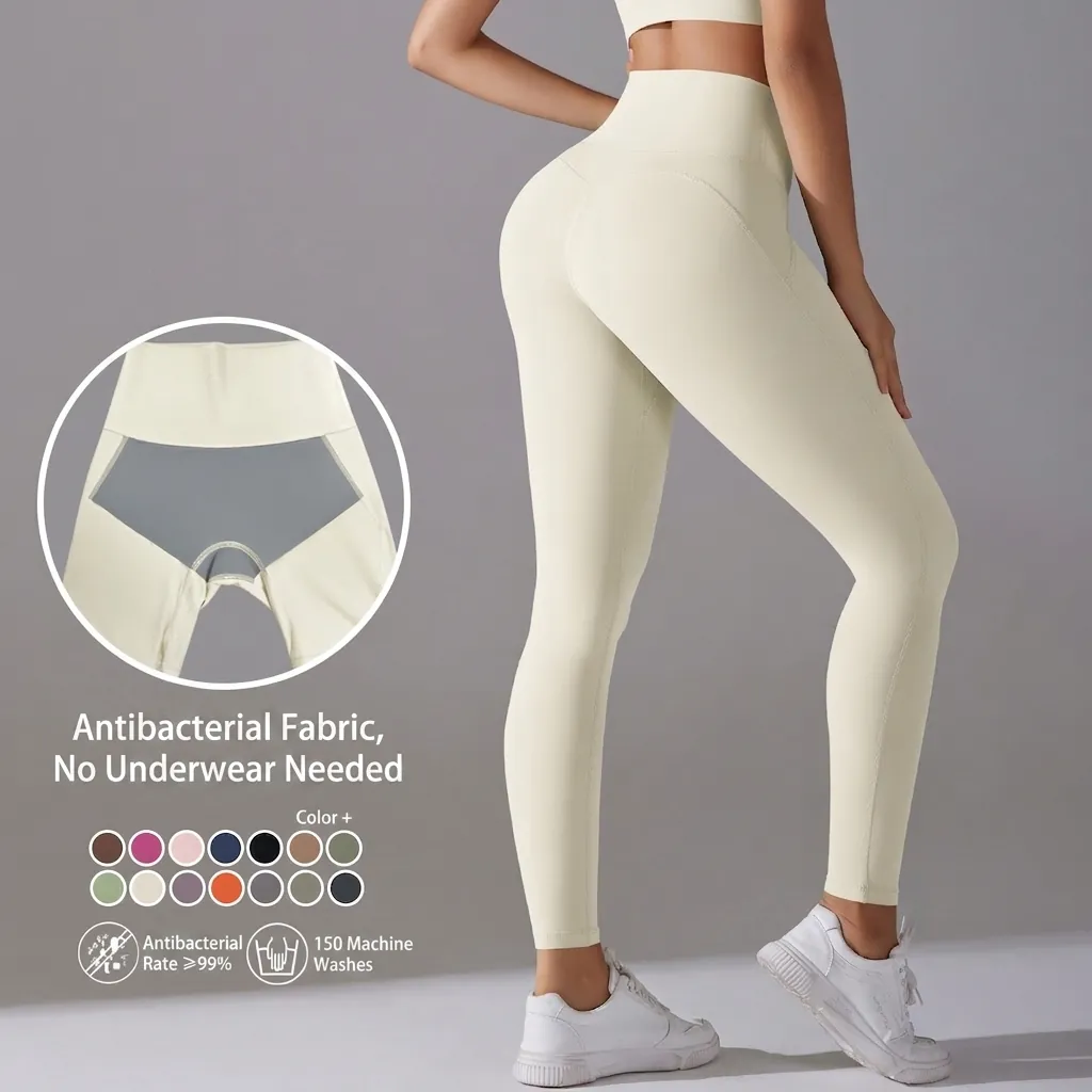 Women High Waist Tummy Control Yoga Pants Anti-Bacterial Seamless Leggings Butt Lift Slim Fit Gym Fitness Sport Bottom