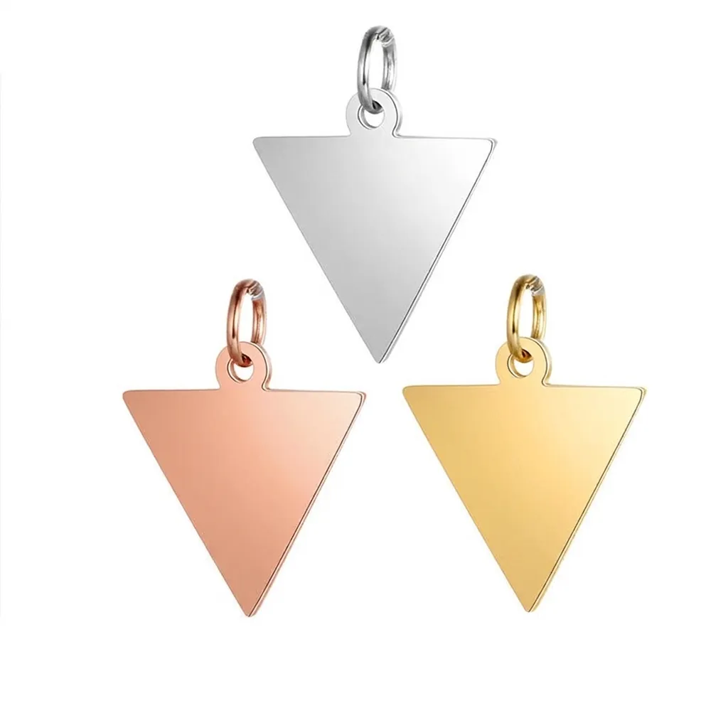 Inverted Triangle Pendants Stainless Steel Polished Geometric Charms For Jewelry Making DIY Necklace Accessories