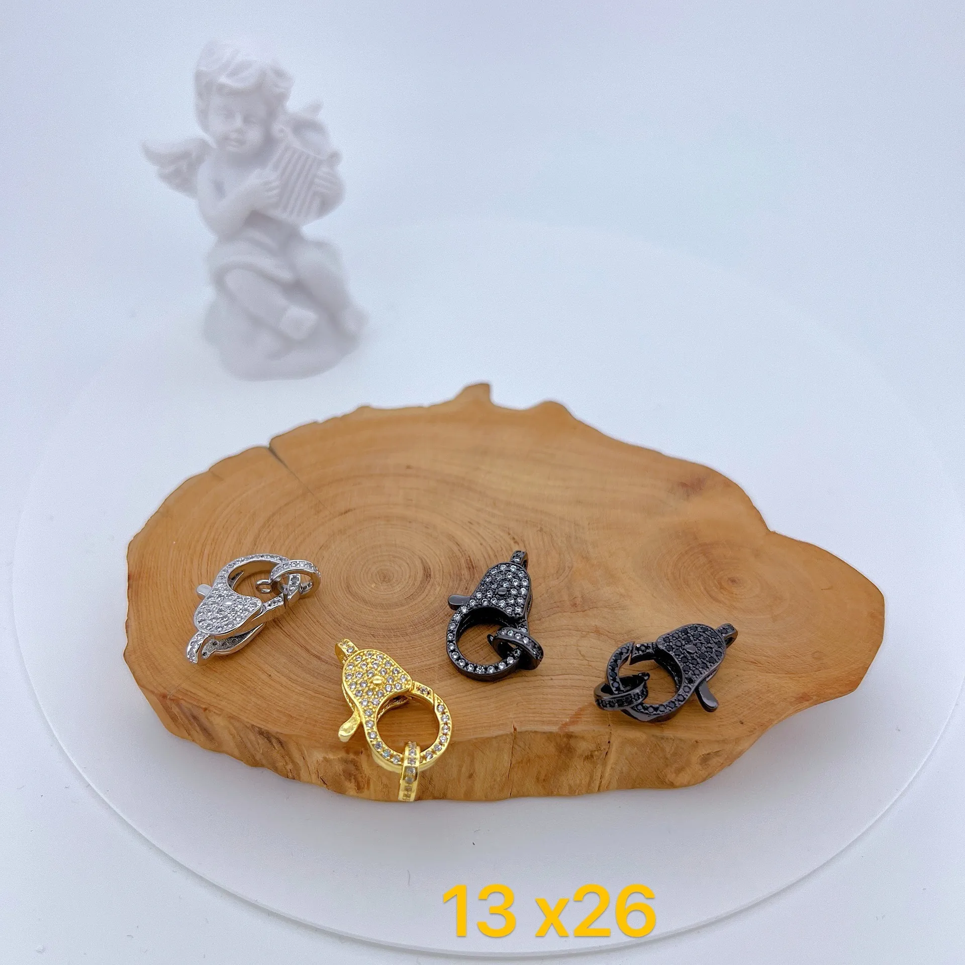 Micro Pave Cubic Zirconia Lobster Clasp Connector Copper Brass Jewelry Findings For DIY Jewelry Making