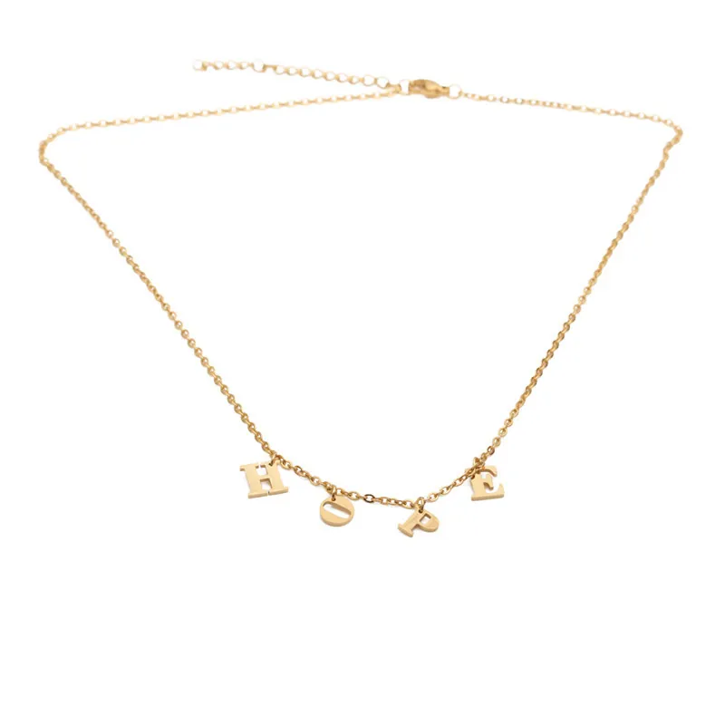 Collier À Pendentif Lettre Hope En Acier Inoxydable Bijoux Minimalistes Chaîne En O Alphabet Pour Femmes Filles