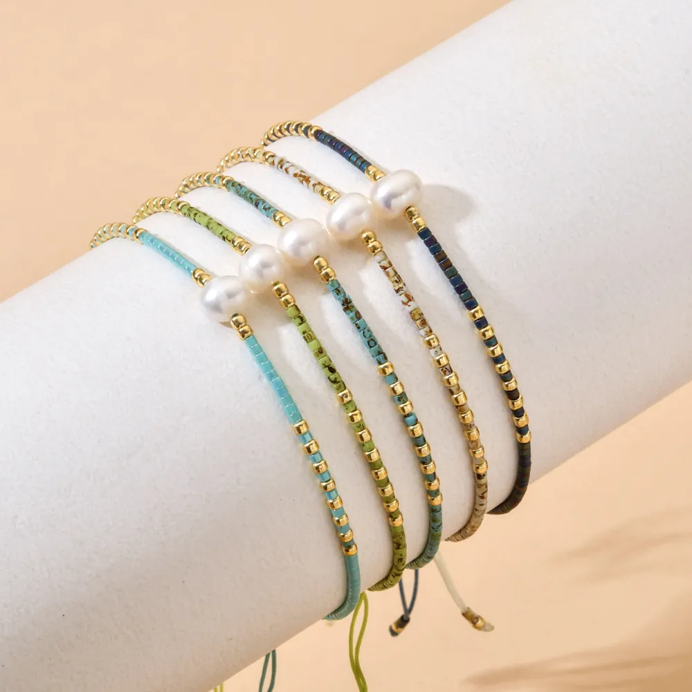 Handmade Beaded Bracelet With Artificial Pearl Metal Beads Glass Seed Beads Adjustable Bohemian Style Jewelry For Women