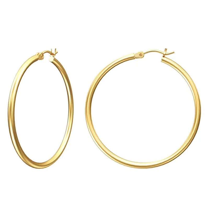 Klassische Creolen Poliertes Kupfer Gold Silber Plattiert Minimalistischer Hypoallergener Schmuck Für Damen Herren