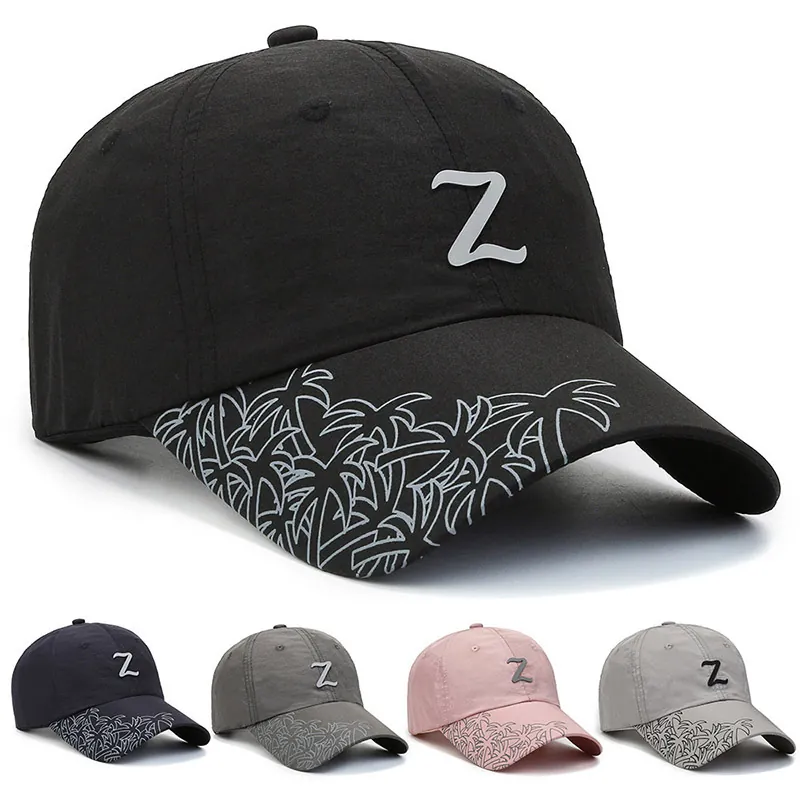 Baseball Cap Quick-Drying Breathable Sun Protection Outdoor Sports Palm Tree Print Letter Z Adjustable