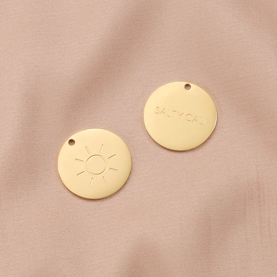 Ronde Hanger Met Zon En Letter Gravure 304 Roestvrij Staal 18K Verguld Voor DIY Sieraden Maken Minimalistisch