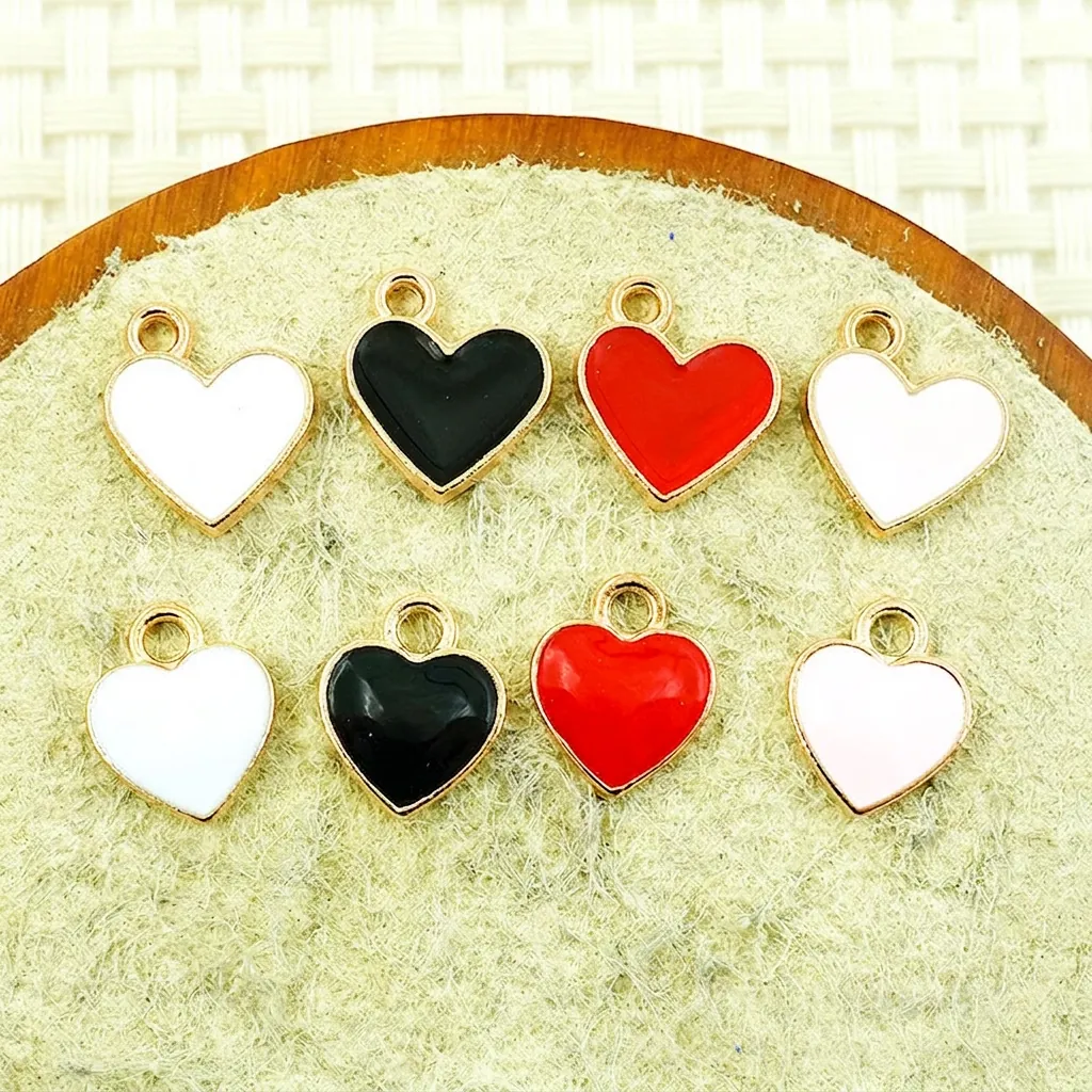 Heart Charms Pendants Alloy Enamel Drip Oil For DIY Jewelry Making Necklace Bracelet Sweet Minimalist Colorful Accessories