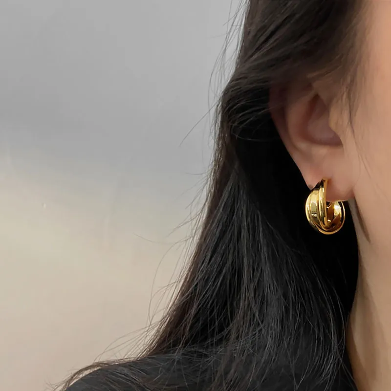 French Style Geometric Copper Ear Clips And Studs With 925 Sterling Silver Earring Post Heart Knot Minimalist Earrings