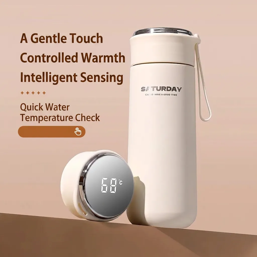Bouteille D'eau Isolée Intelligente En Acier Inoxydable 304 Gourde Sous Vide Avec Affichage De La Température LED