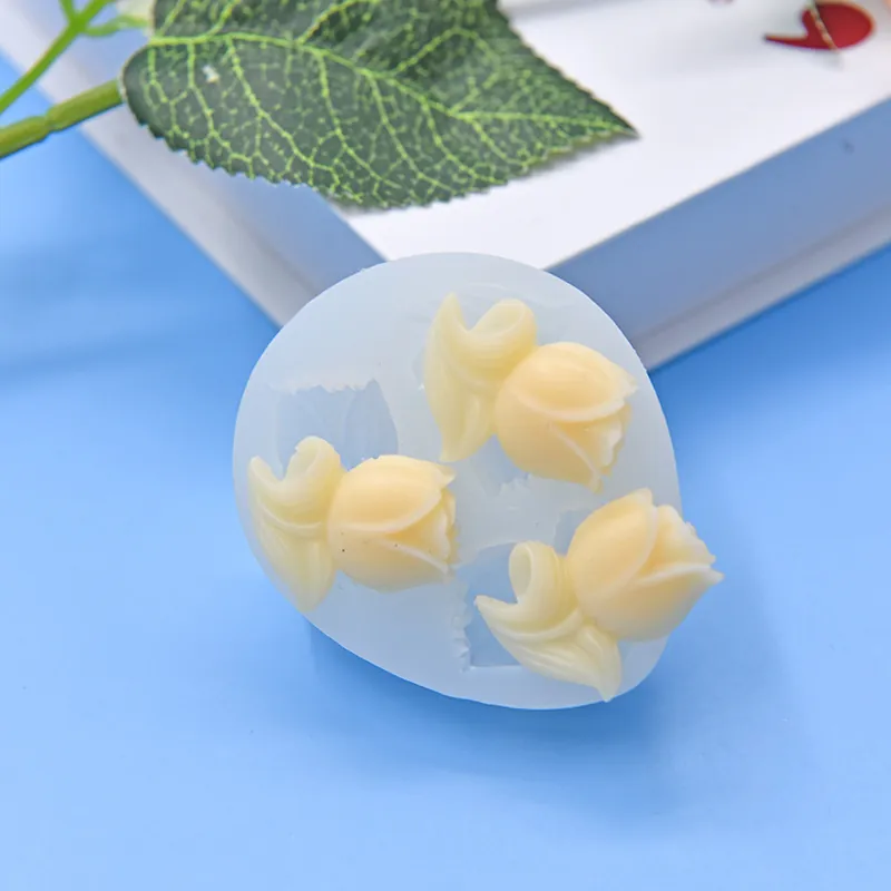 Tulip Blume Silikonform Für Kuchen Fondant Schokolade Backen DIY 3D Blumenform Backwerkzeug Weiß