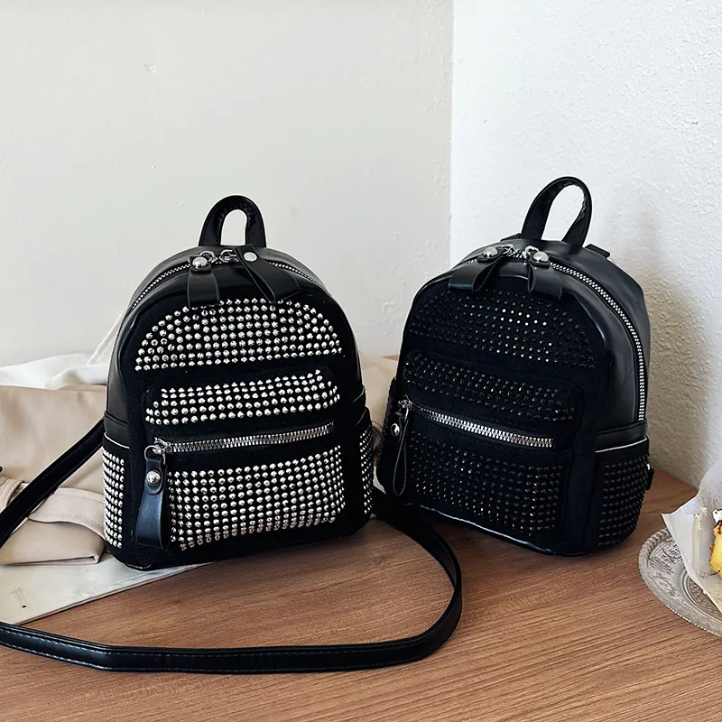 Mini Mochila De Diamantes De Imitación Cuero PU Impermeable Moda Casual Viaje Pequeño Bolso Para Mujeres Niñas