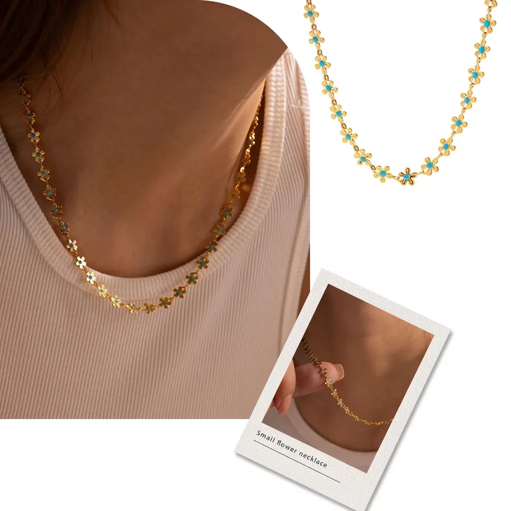 Stainless Steel Heart Letter Pendant Necklace Korean Minimalist Drip Oil Artificial Pearl Rhinestone Clavicle Chain Jewelry