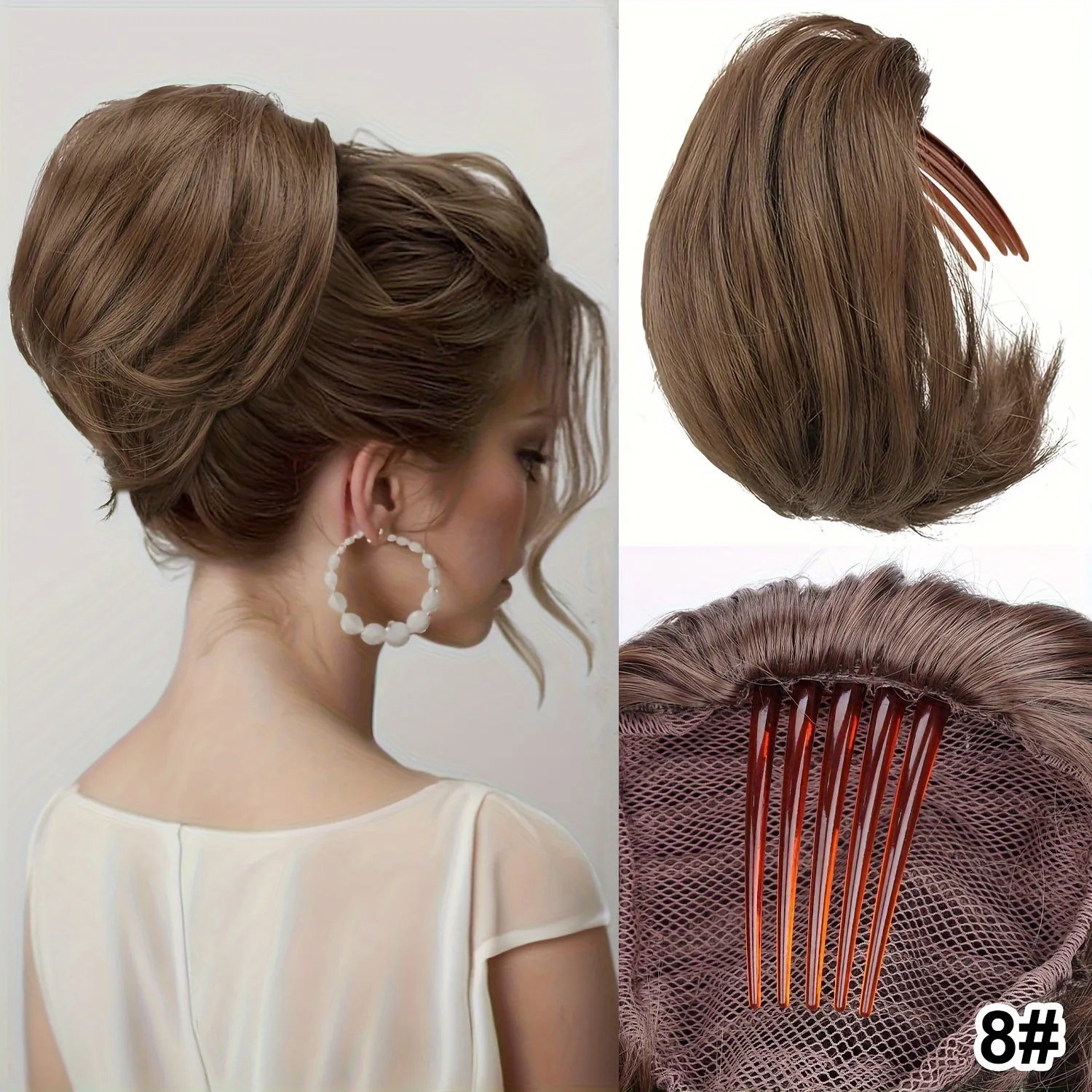 Short Curly Ponytail Extension Synthetic High Temperature Fiber Claw Clip Comb Attachment Natural Wavy Hairpiece Women
