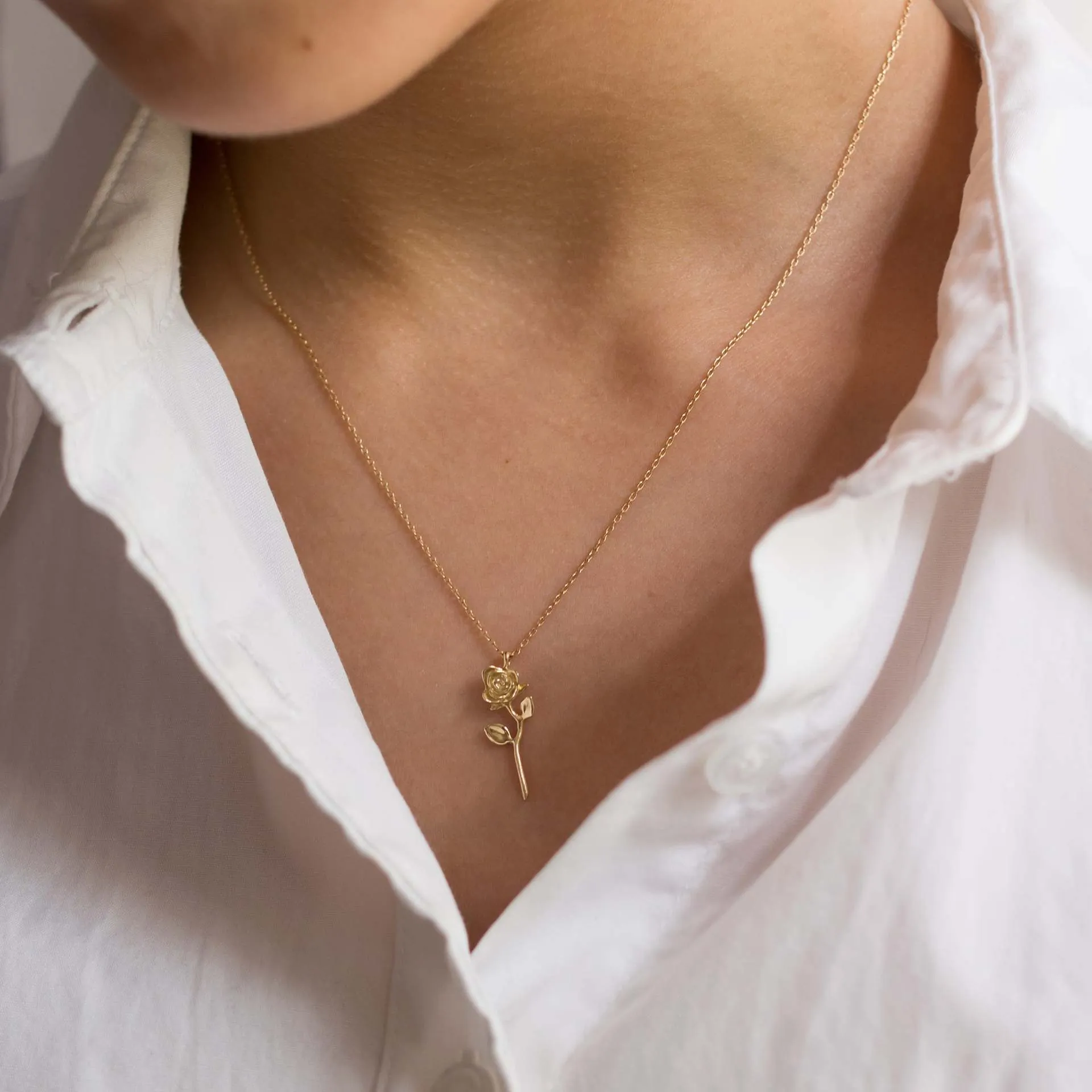 Vintage French Style Rose Flower Pendant Necklace And Stud Earrings Stainless Steel 18K Gold Plated Jewelry For Women