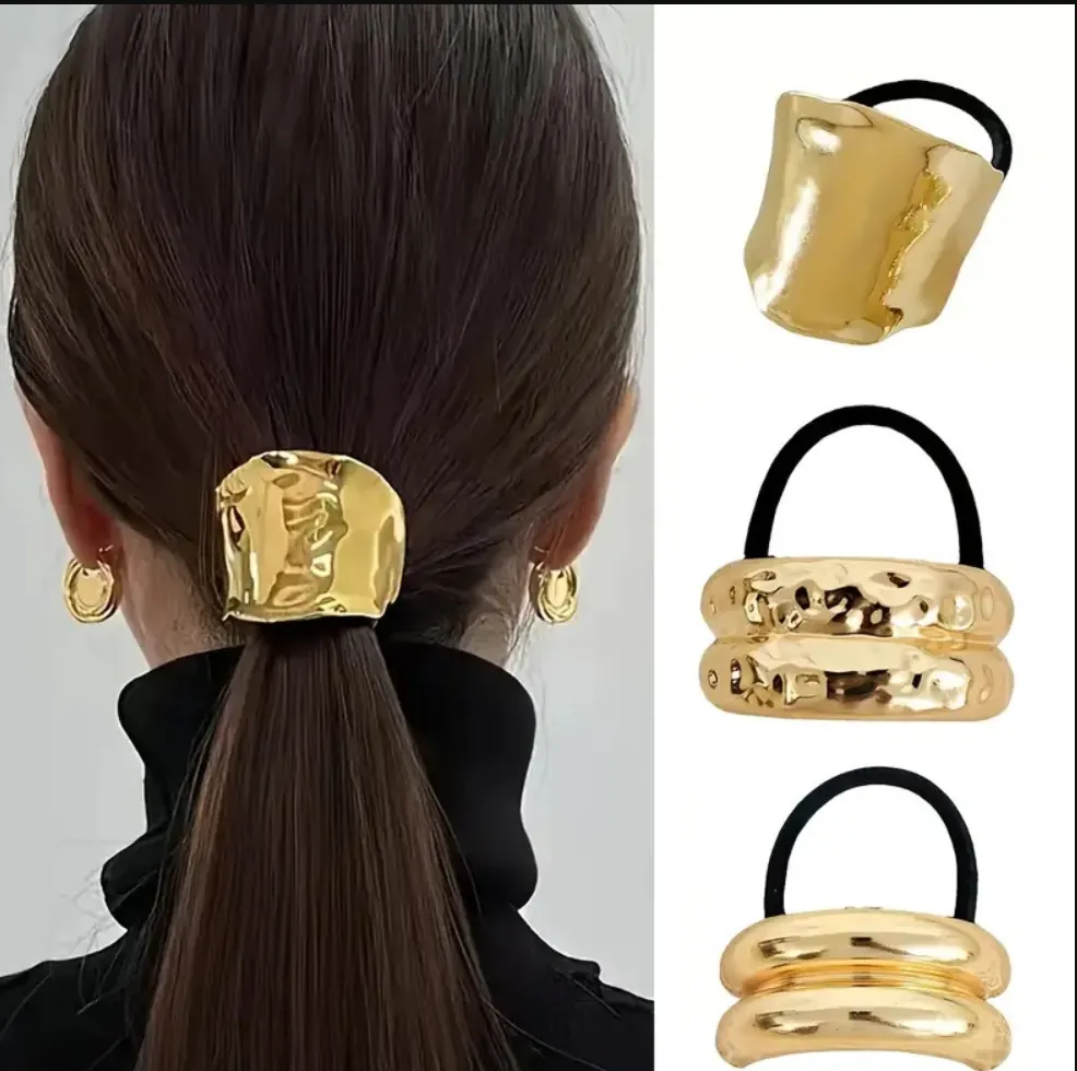 Metalllegierung Haargummis Minimalistisches Geometrisches Punk Gothic Stil Elastische Pferdeschwanz Halter Ringe Haarschmuck
