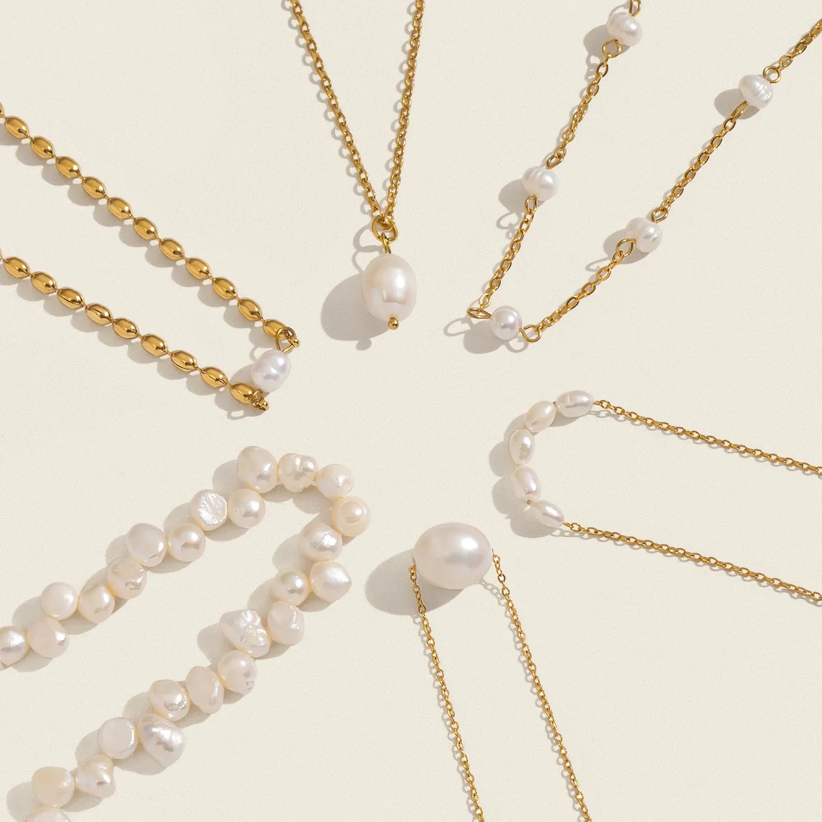 Stainless Steel Freshwater Pearl Necklace 18K Gold Plated Waterproof PVD Jewelry For Women Baroque Pearl Pendant Necklaces