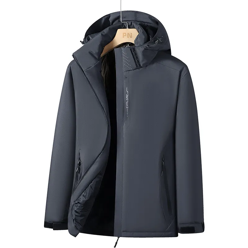 Mens Kapuzen Outdoorjacke Graphenwaerme Wasserdichte Windjacke Duenner Mantel Atmungsaktive Sportbekleidung