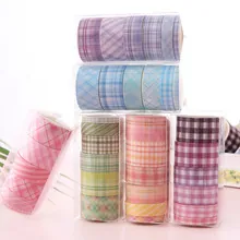 Washi Paper Tape Grid Plaid Pattern Decorative Adhesive Tapes DIY Scrapbooking Journaling Stationery Supplies Multi-Color