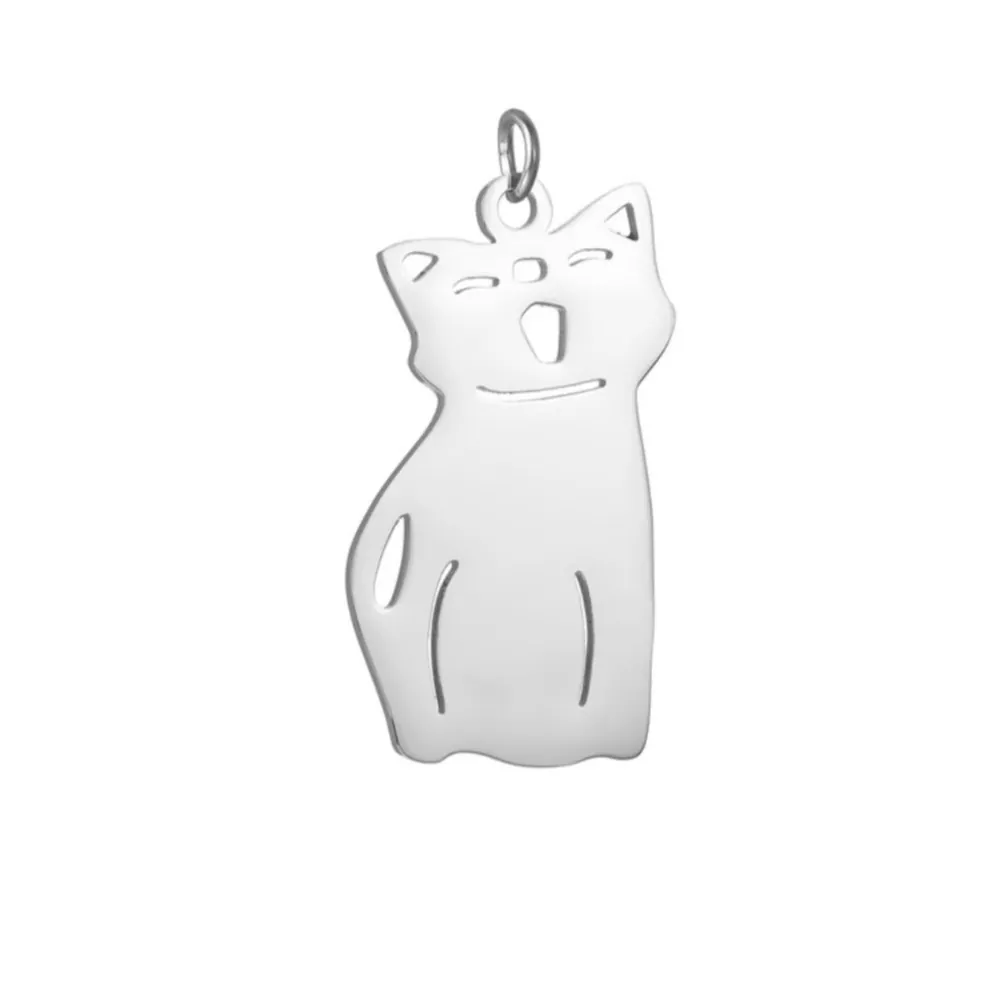 Pendentif Pour Animaux En Acier Inoxydable Dessin Animé Chat Chien Os Patte Forme Accessoire De Bijoux