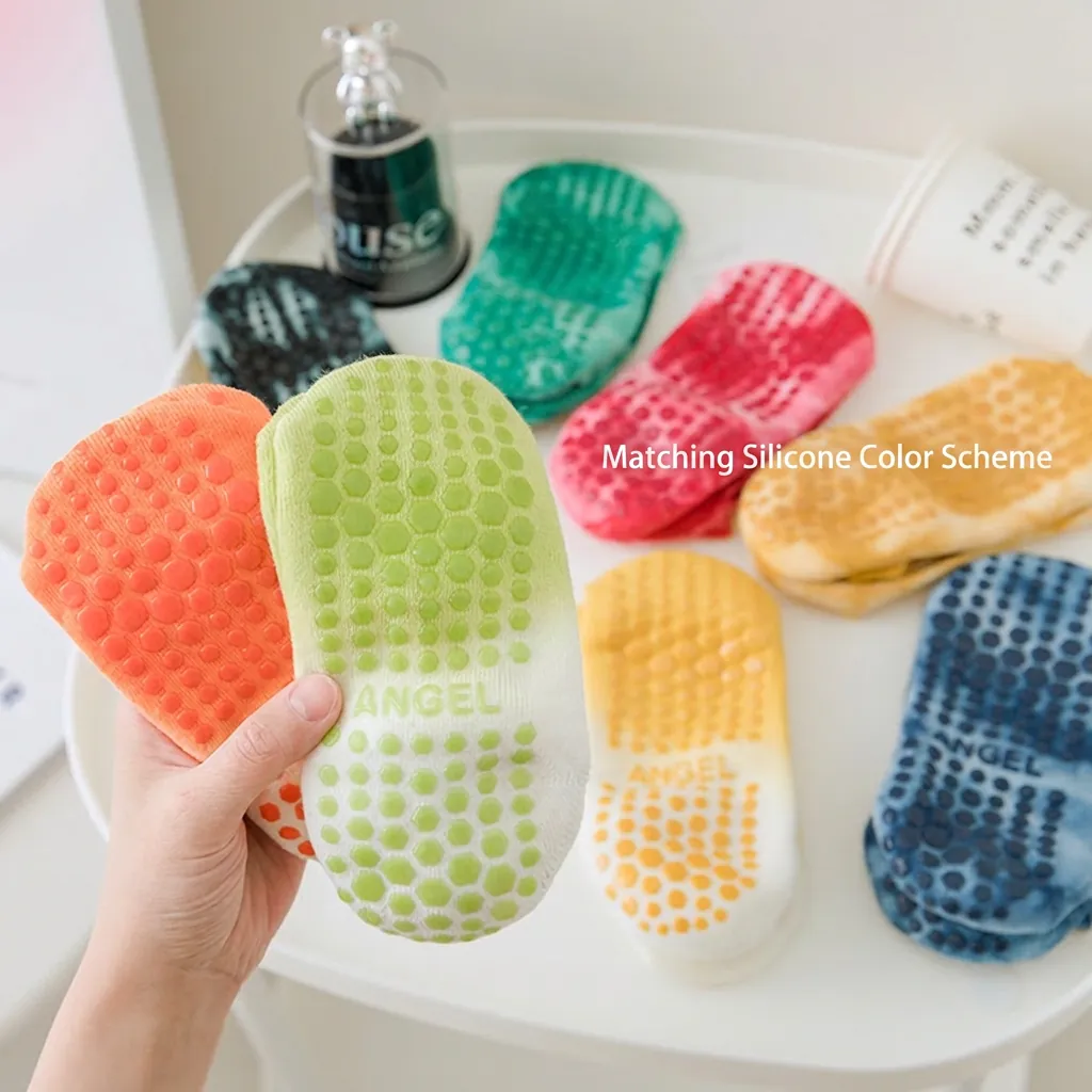 Non-Slip Yoga Pilates Socks Cotton Gradient Tie-Dye Breathable Grip Exercise Fitness Indoor For Women