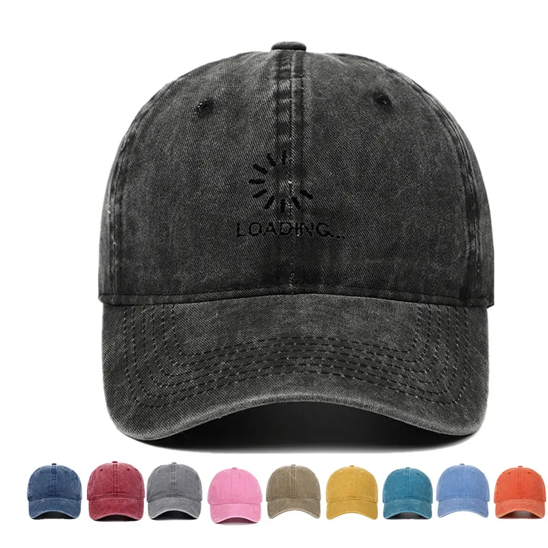 Baseball Cap Washed Cotton Distressed Retro Loading Embroidery Adjustable Strapback For Men Women Fashion Sunshade