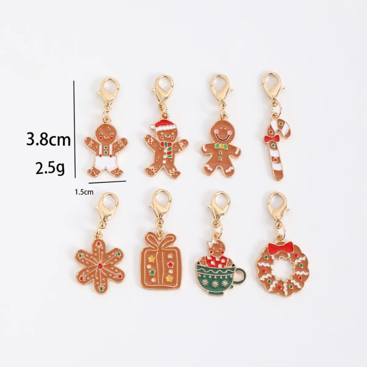 DIY Zinc Alloy Enamel Dessert Christmas Keychain Pendant Panda Cake Ice Cream Gingerbread Man Lobster Clasp Jewelry Accessory