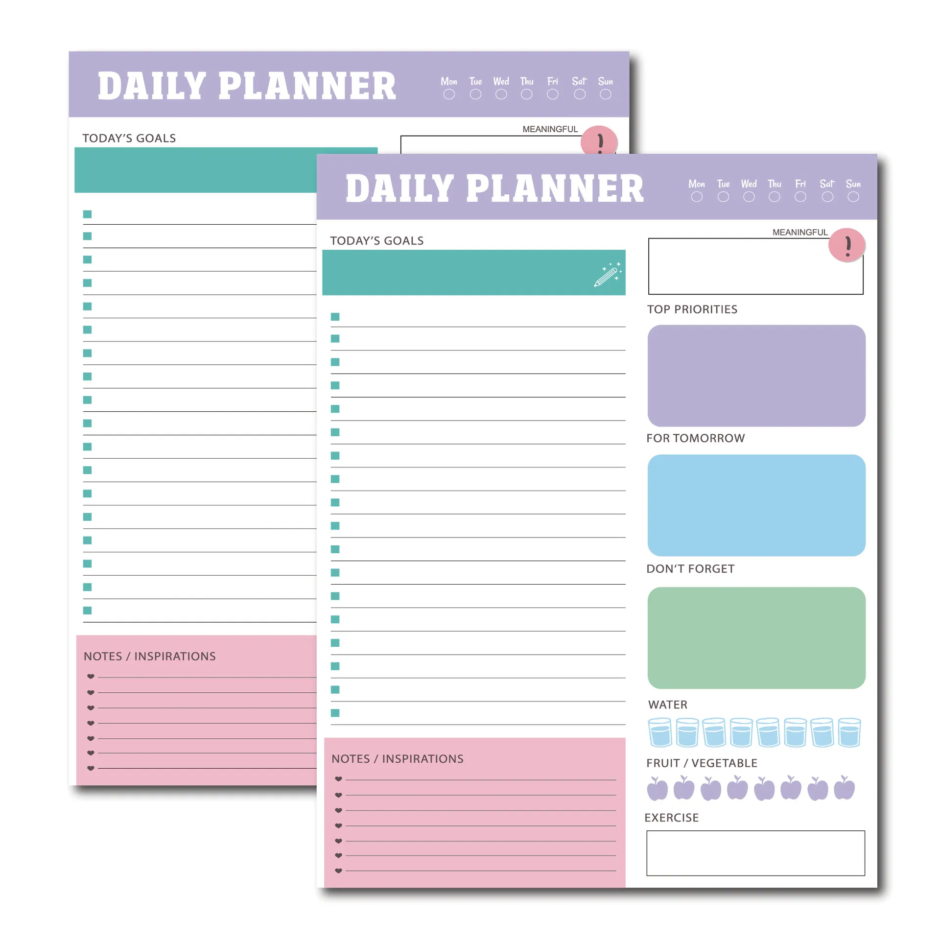 Daily Planner Notepad Paper Tear Off Schedule Habit Tracker Time Management Goal Setting Office School Minimalist