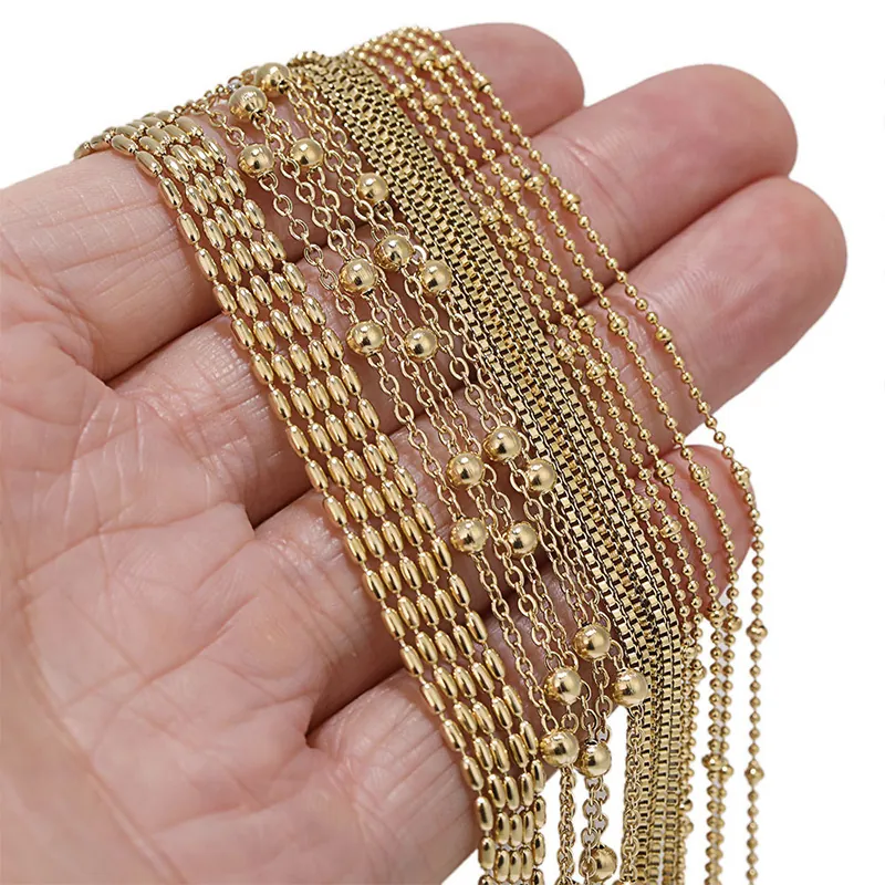 Collana A Catena In Acciaio Inossidabile Minimalista Per Donna Placcata Oro Semplice Scatola Perla Catena Gioielli