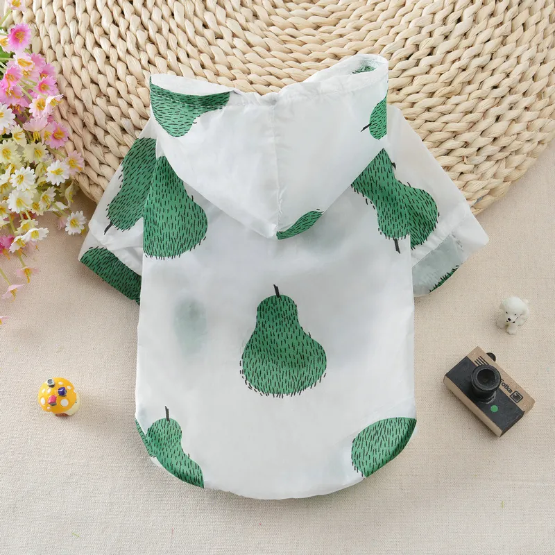 Pet Sun Protection Hoodie Thin Breathable Fruit Print Summer Clothes For Small Dogs Cats Cute Puppy Outfit
