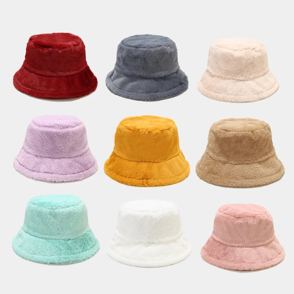 Damen Kunstpelz Anglerhut Winter Warm Plüsch Fischerhut Einfarbig Winddicht Outdoor Mode Glockenhut Für Frauen