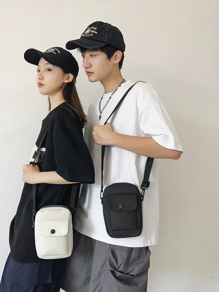 Small Crossbody Messenger Bag Oxford Cloth Square Multi Pocket Casual Streetwear Adjustable Strap Unisex Phone Bag