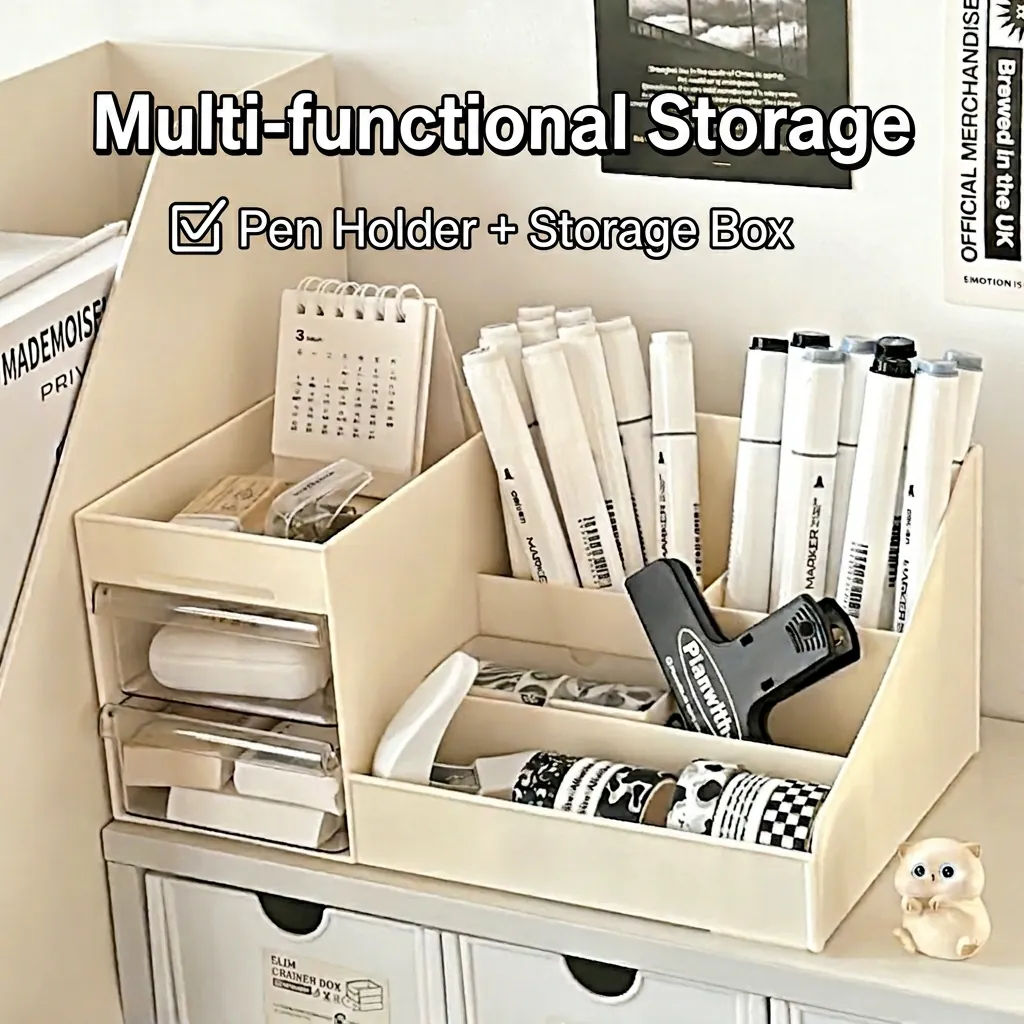 Desktop Cosmetic Storage Makeup Organizer With Transparent Drawers Plastic Stationery Holder For Vanity Table