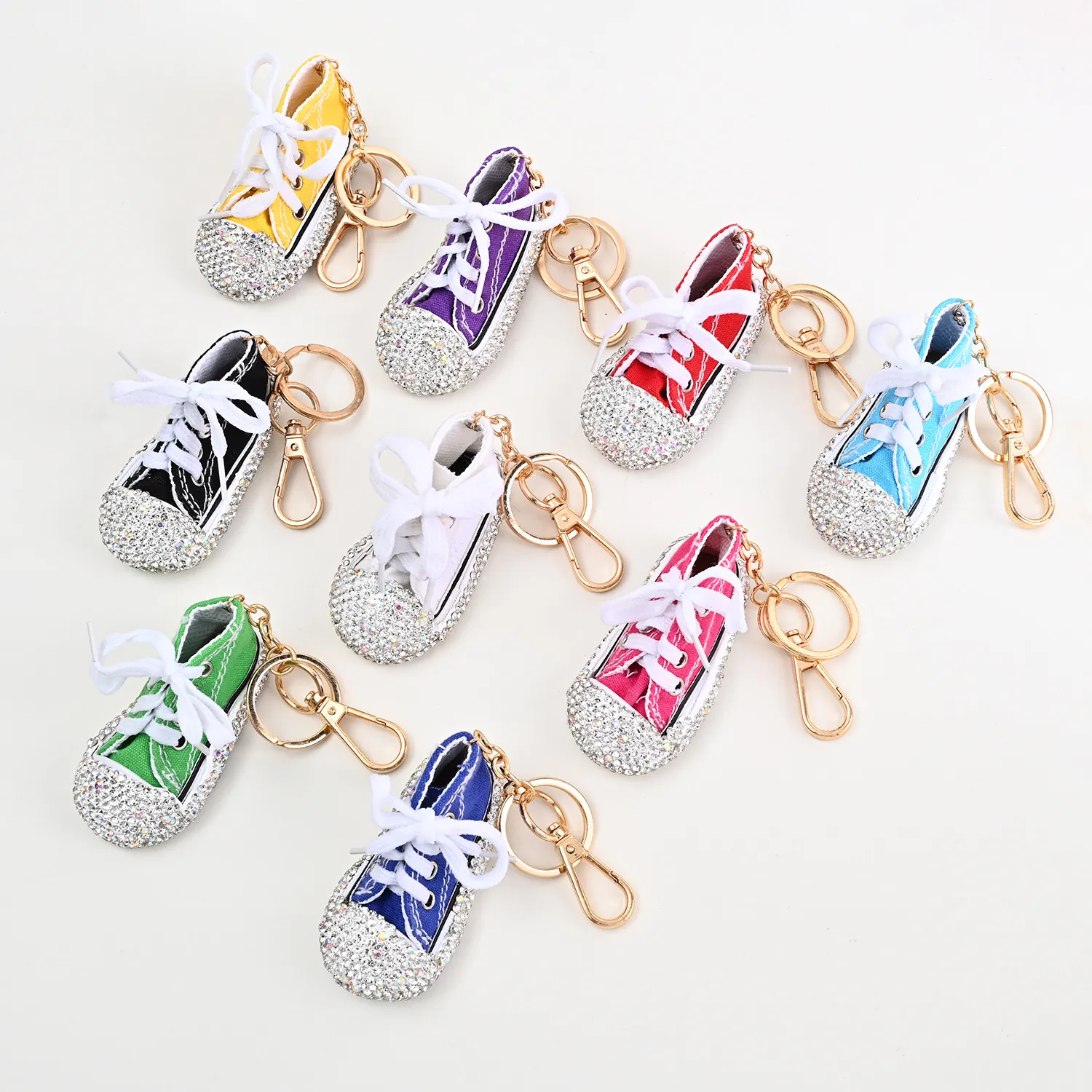 Mini Leinenschuh Schlüsselanhänger Strass Sneaker Anhänger Glitzer Taschenanhänger Auto Schlüsselring Zubehör