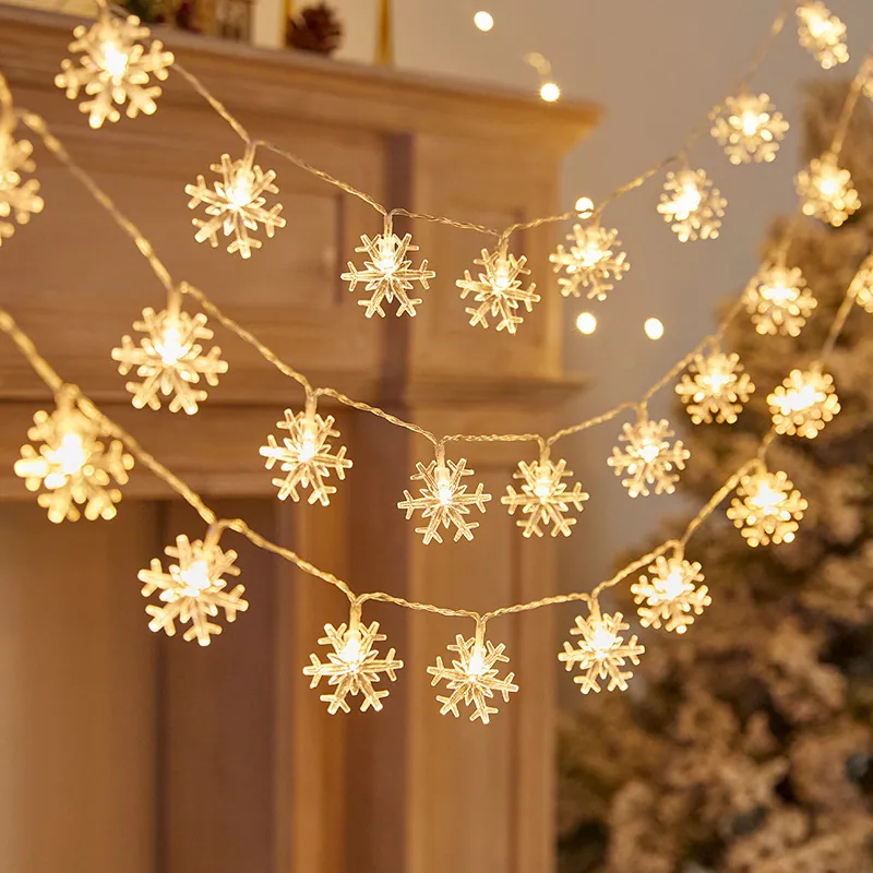 Christmas LED String Lights Snowflake Star Shape Battery USB Powered Waterproof For Holiday Party Indoor Outdoor Decor