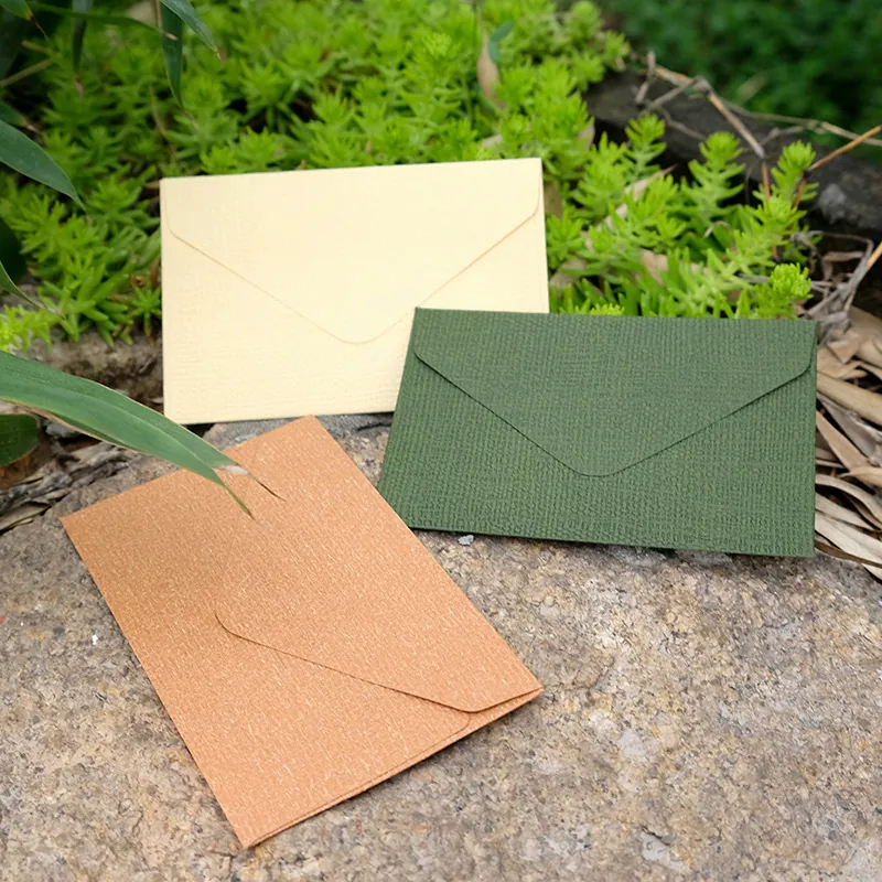 Mini Card Envelopes Textured Specialty Paper Linen Pattern Small Card Holder Retro Stationery For Gift Invitations
