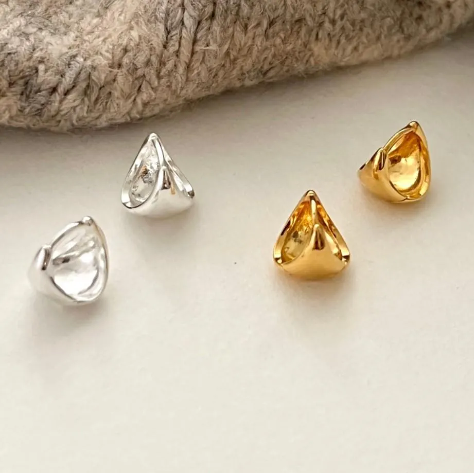 Minimalist 925 Sterling Silver Geometric Stud Earrings Irregular Triangle Liquid Metal Style Ear Hoops Gold Silver Earrings For Women