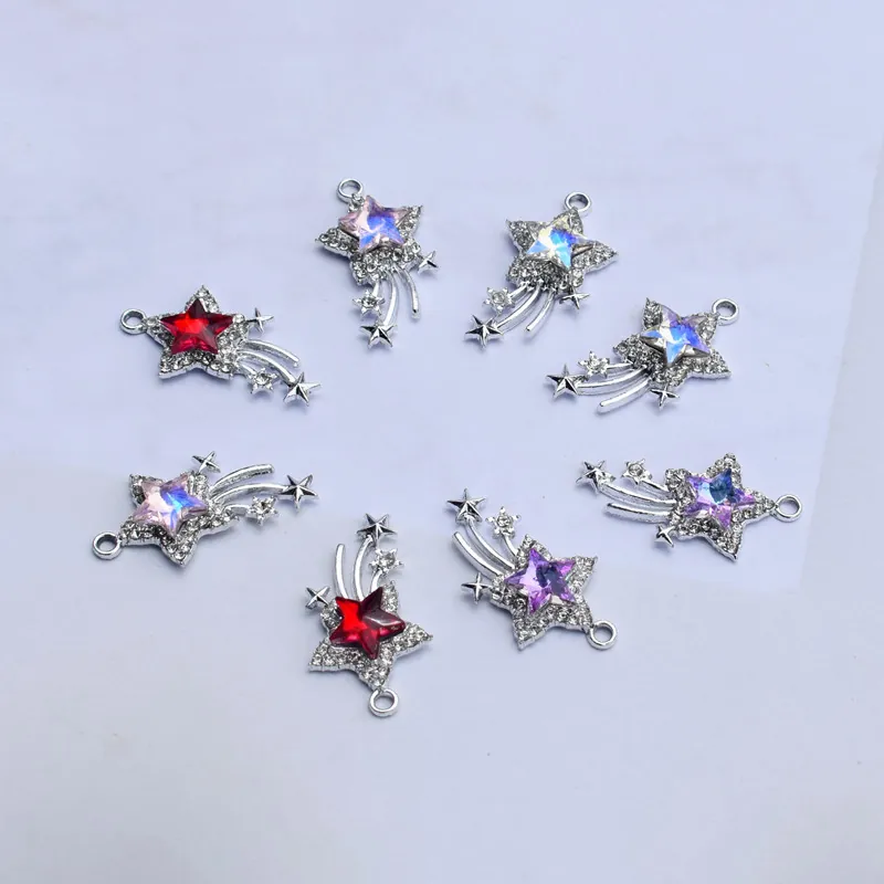 Star Meteor Charms Alloy Rhinestone Zircon Colorful Pendants For DIY Earring Phone Chain Making Jewelry Components