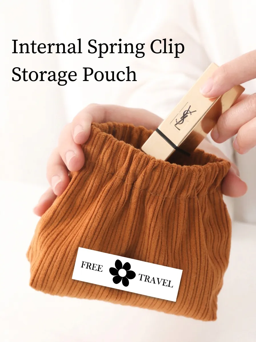 Corduroy Mini Makeup Pouch Portable Lipstick Storage Bag Shrapnel Automatic Closure Small Cosmetic Wallet For Women