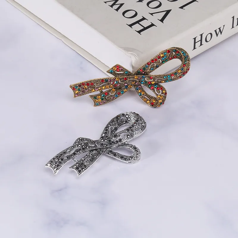 Spilla A Fiocco Vintage In Lega Con Strass Luccicanti Fibbia Per Sciarpa Da Donna Elegante Accessorio Per Abbigliamento