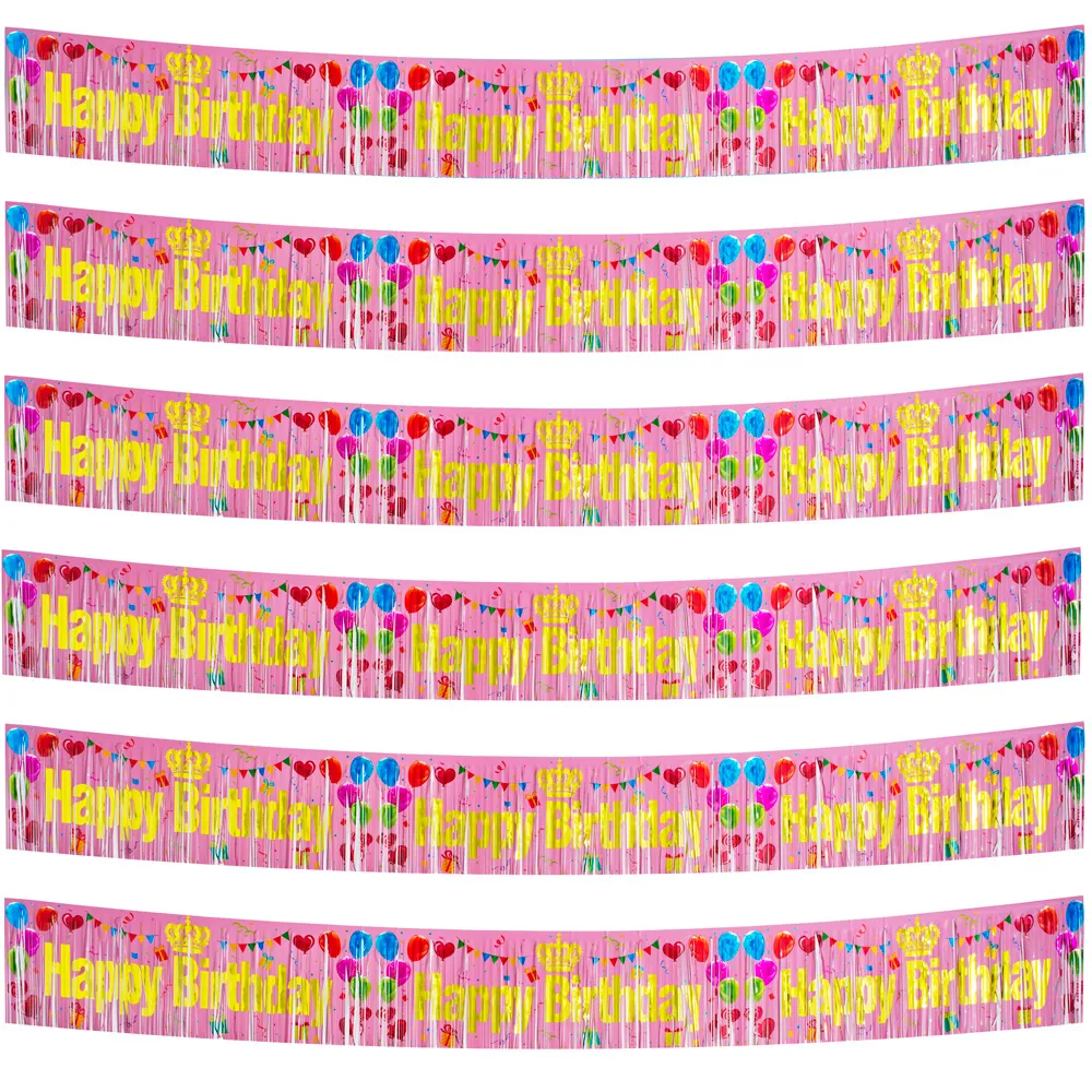Happy Birthday Banner Fringe Curtain Foil Backdrop Garland For Party Decorations Spanish Feliz Cumpleaños Theme