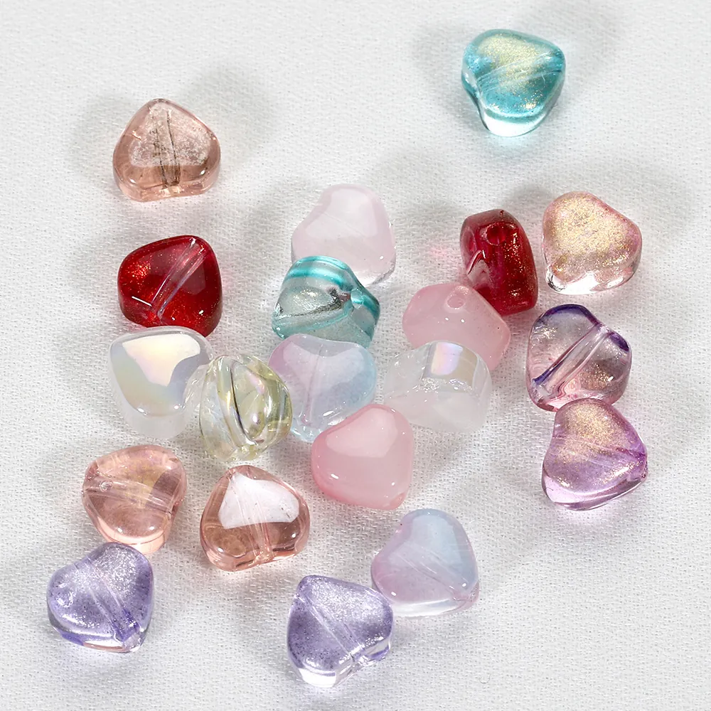 Perles en Verre en Forme de Cœur pour la Fabrication de Bijoux DIY Perles de Glaçure de Style Antique