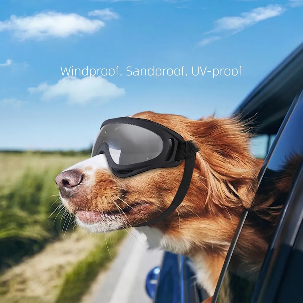 Gafas Para Perros Protección UV A Prueba De Viento Gafas De Soleil Con Correa Ajustable Lente PC Marco Flexible Para Mascotas