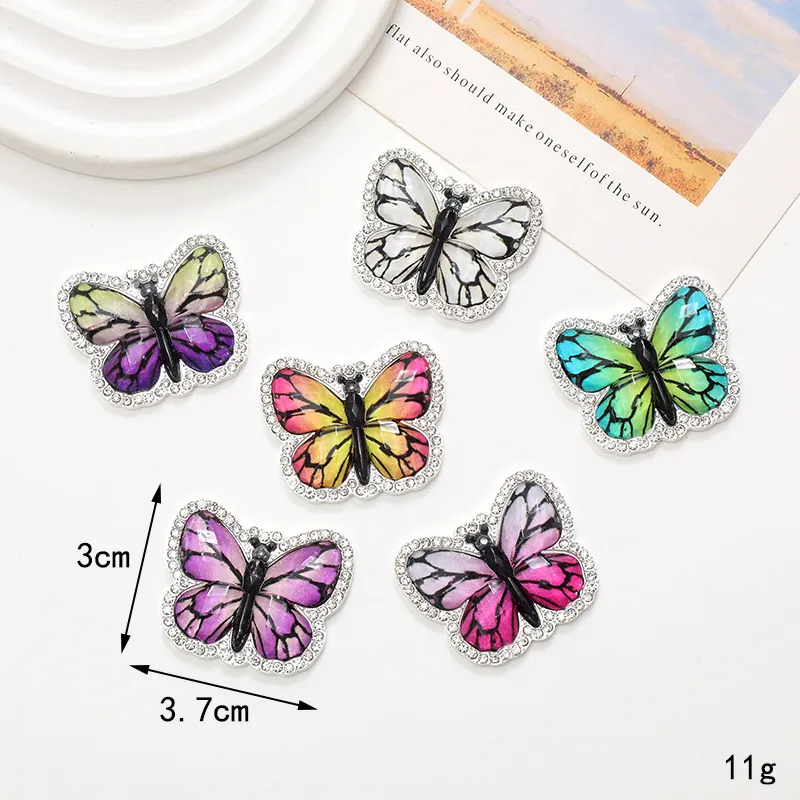Breloques Papillon DIY Accessoires Bijoux Alliage Zinc Strass Émail Dégradé Pour Coque Téléphone Décoration Chaussures