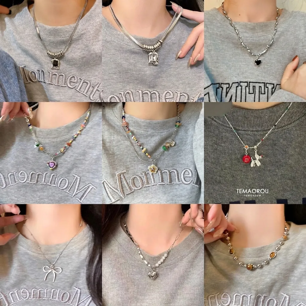 Colliers Avec Pendentif En Alliage Pour Femmes Esthétique Y2K Künstliche Perles Colorées Faux Künstliche Perle Cœur Papillon Croix Bijoux Vintage