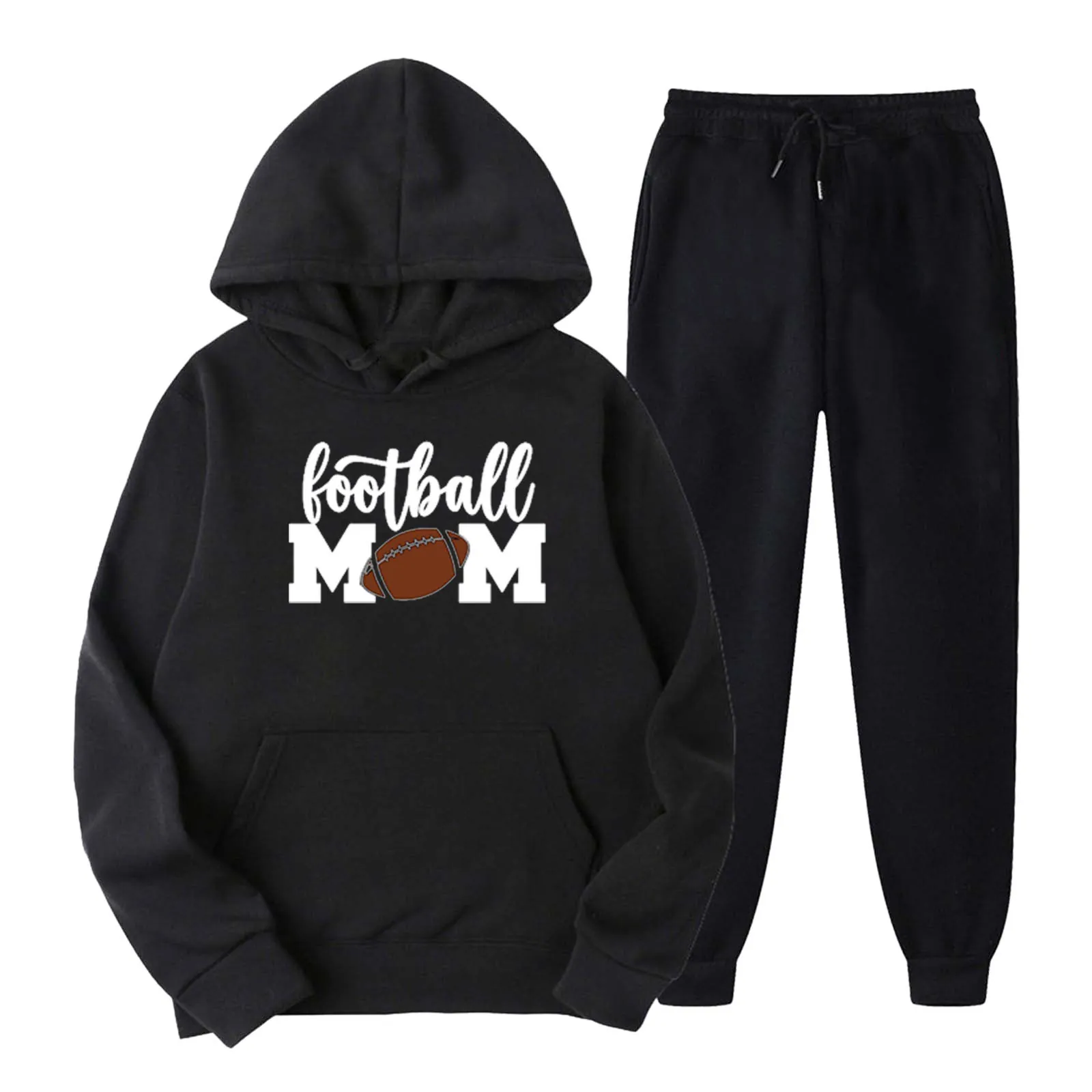 Hoodie Et Pantalon De Jogging Pour Hommes Doublé Polaire Imprimé Football Sportswear Décontracté Survêtement Manches Longues