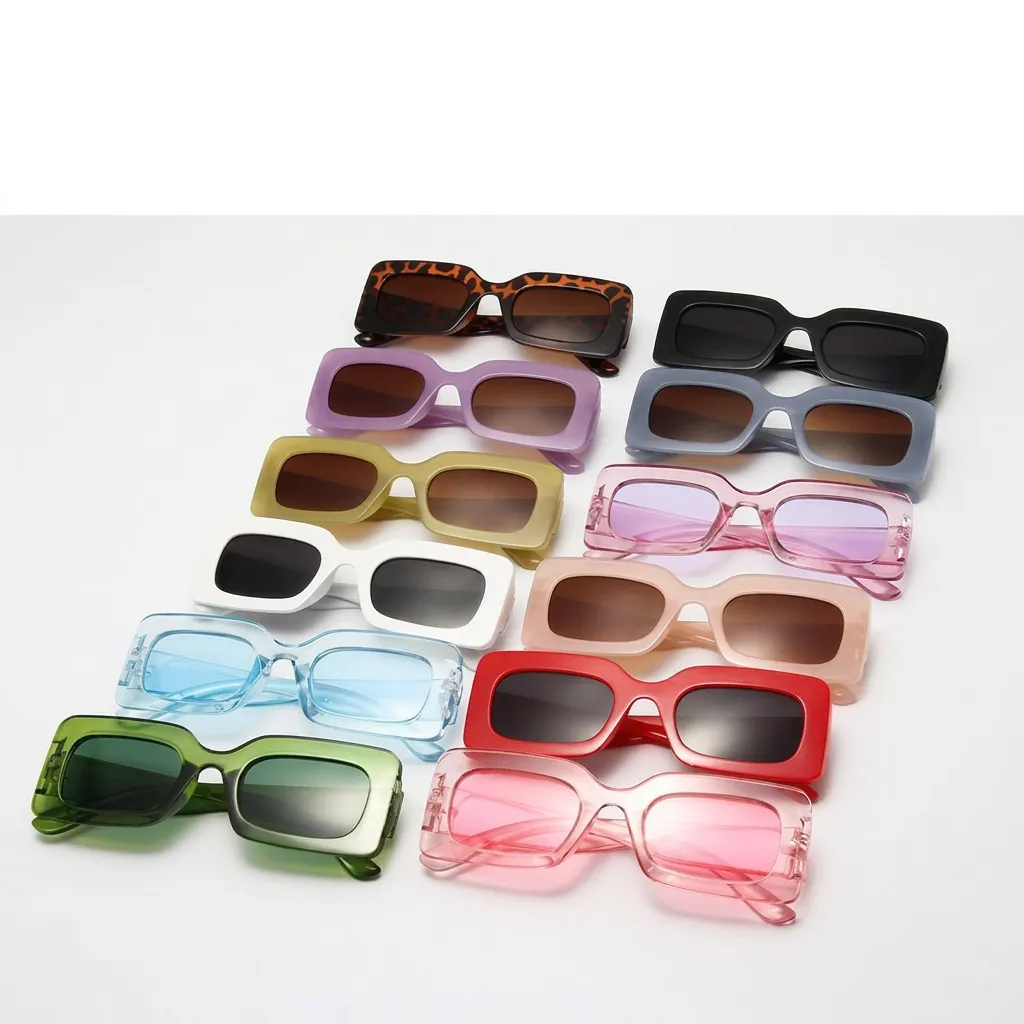 Retro Rectangle Sunglasses PC Frame UV400 Protection Small Square Hip Hop Candy Colors Trendy Fashion Eyewear For Women