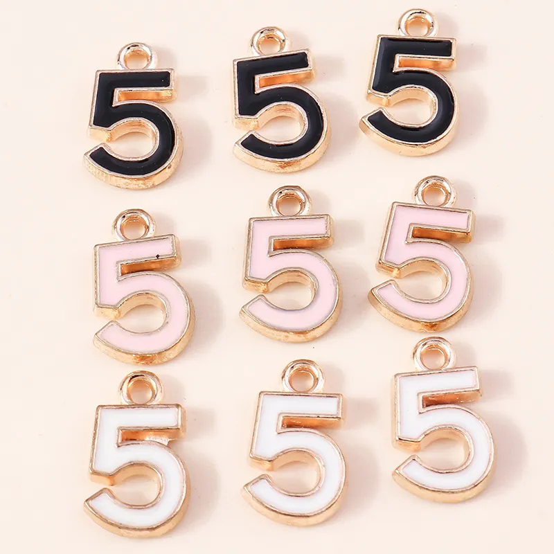 Cinq Design Pendentifs En Alliage Émail Pour Fabrication De Bijoux DIY Accessoires Bracelet Collier Bord Doré Mode