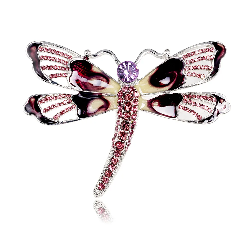 Dragonfly Brooch Alloy Rhinestone Enamel Vintage Insect Pin Fashion Jewelry Women Cardigan Shawl Accessory Elegant