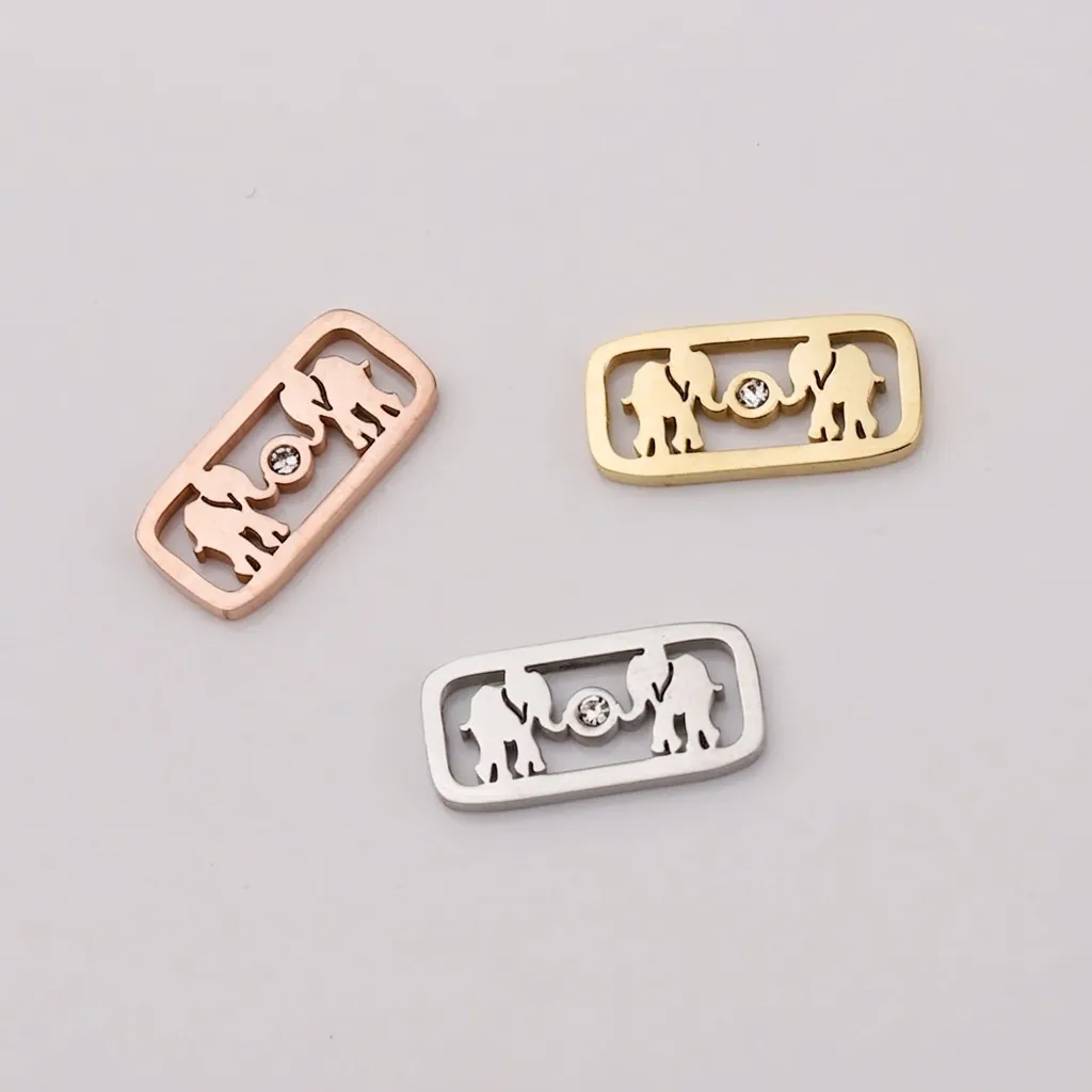 Holle Olifant Hanger Charms 304 Roestvrij Staal Strass Rechthoekig DIY Sieraden Maken Accessoires Spiegel Gepolijst