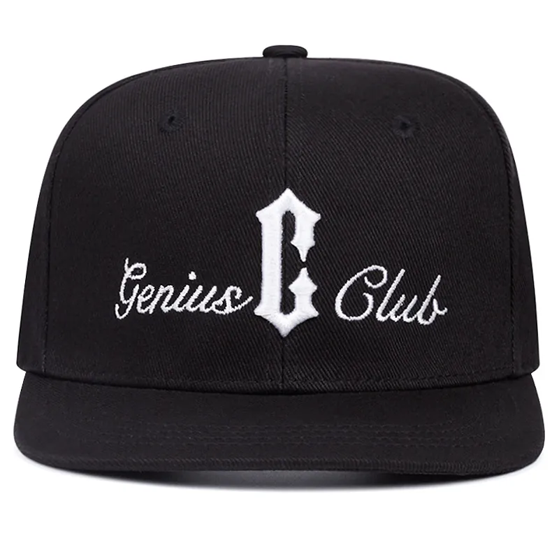 Casquette De Baseball En Coton Twill Broderie Lettre Snapback Bord Plat Réglable Streetwear