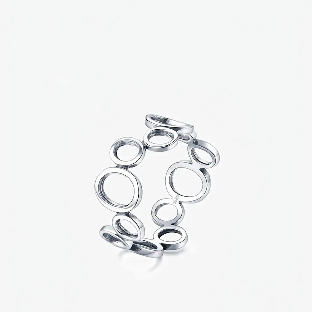 925 Sterling Silver Hollow Geometric Circles Ring For Women Minimalist Open Index Finger Band Fashion Jewelry Gift