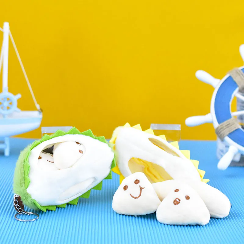 Creative Plush Durian Keychain Soft Fruit Bag Pendant Simulation Durian Doll With Removable Interior For Bag Decor Gift